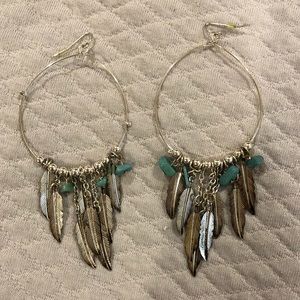 Feather and turquoise earrings
